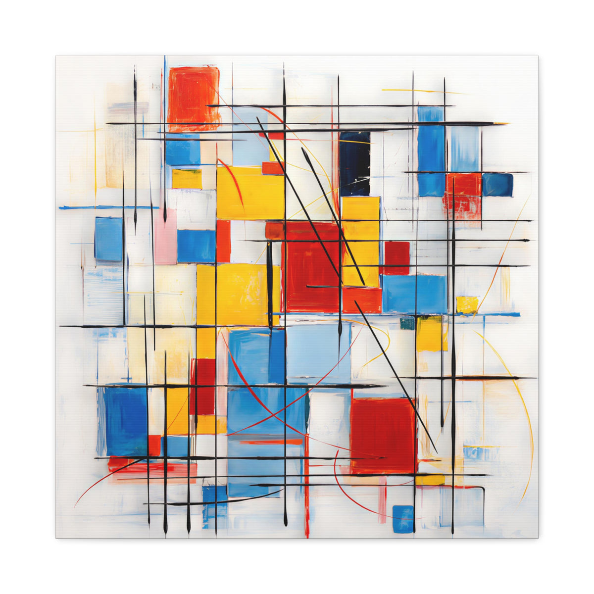 Controlled Chaos — Modern Geometric Abstract in Red, Blue, Yellow & Black