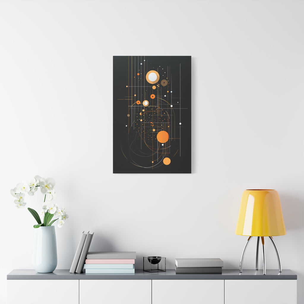 Orbital Blueprint No. 1— Modern Orange and Gold Wall Art