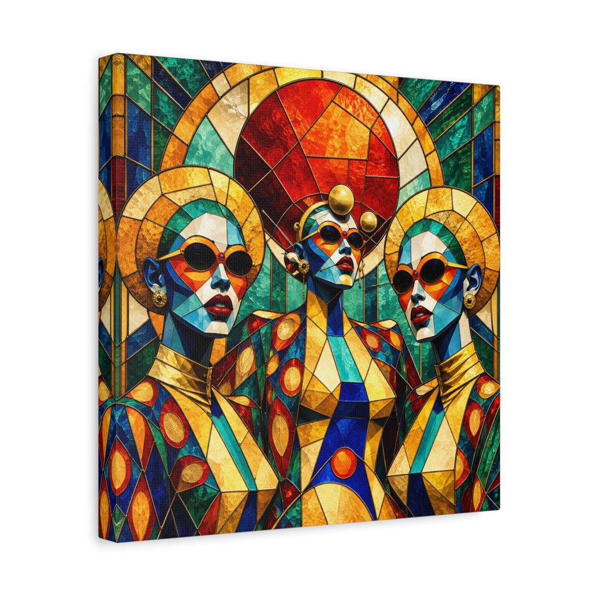 The Gilded Circle - Vibrant Geometric Portrait Wall Decor