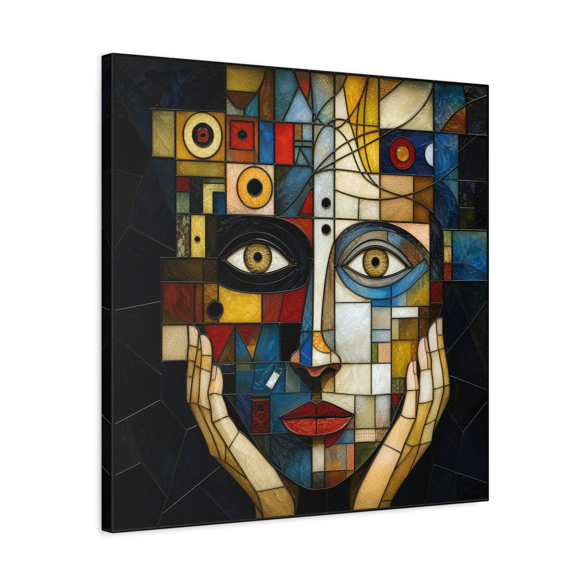 Seen From Within — Cubist Stained Glass Woman Portrait Wall Art