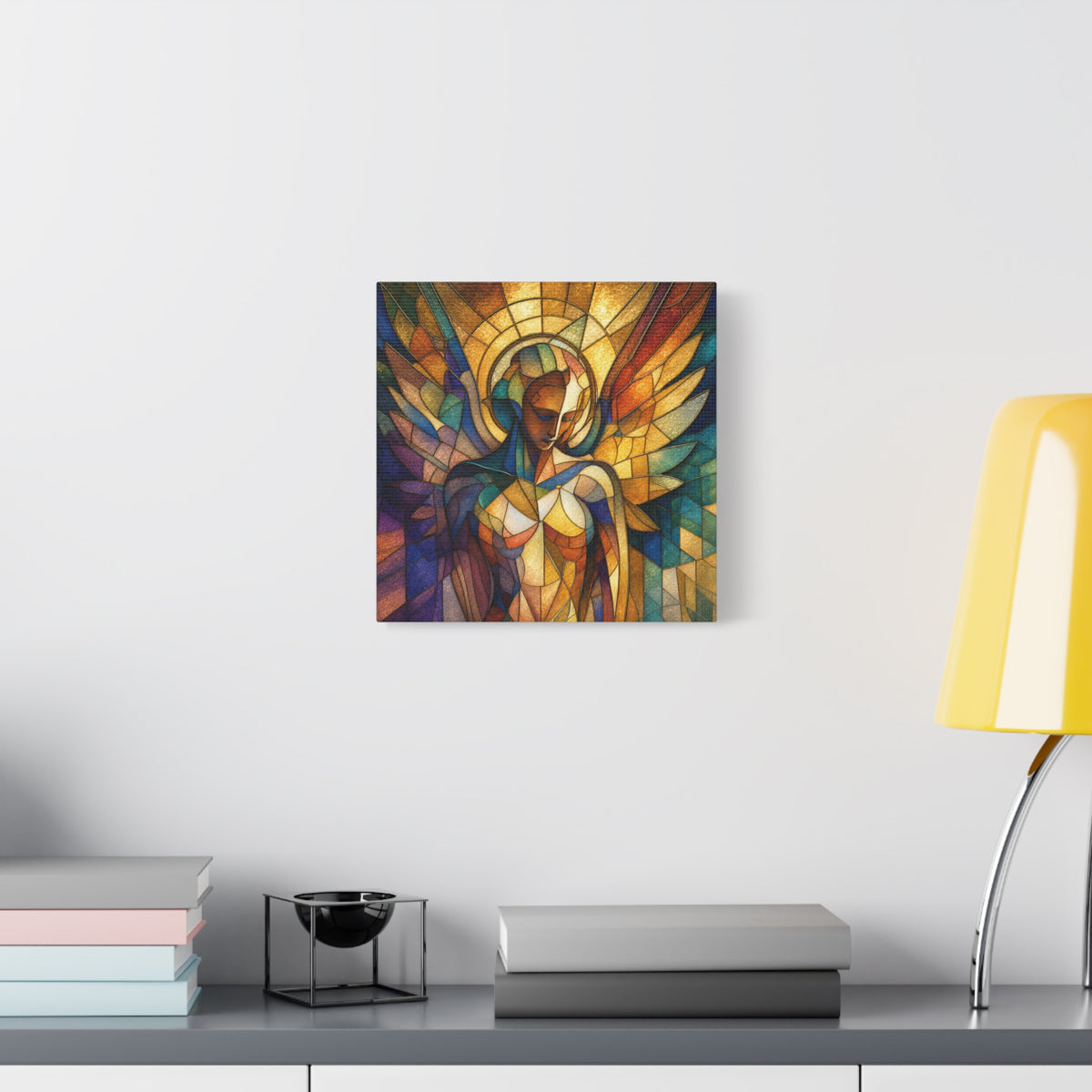 Grace in Full Color — Modern Stained Glass Angel Wall Art