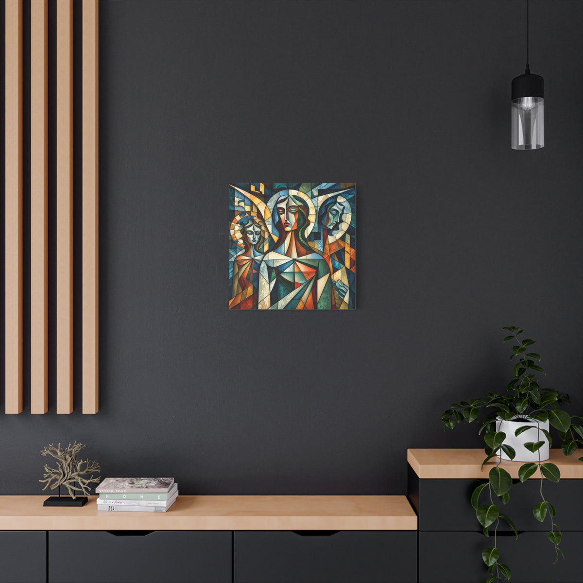 The Ones Who Watch Over Us | Cubist Stained Glass Angel Art