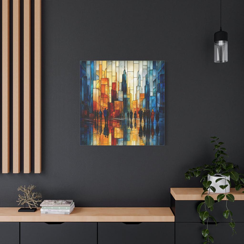 City of Light — Modern Stained Glass Skyline Wall Art