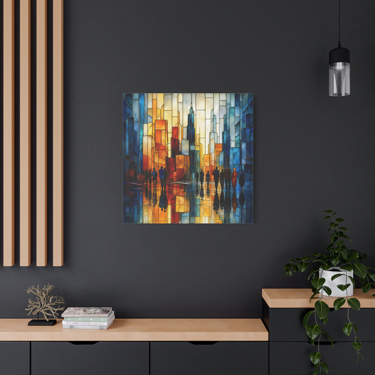 City of Light — Modern Stained Glass Skyline Wall Art