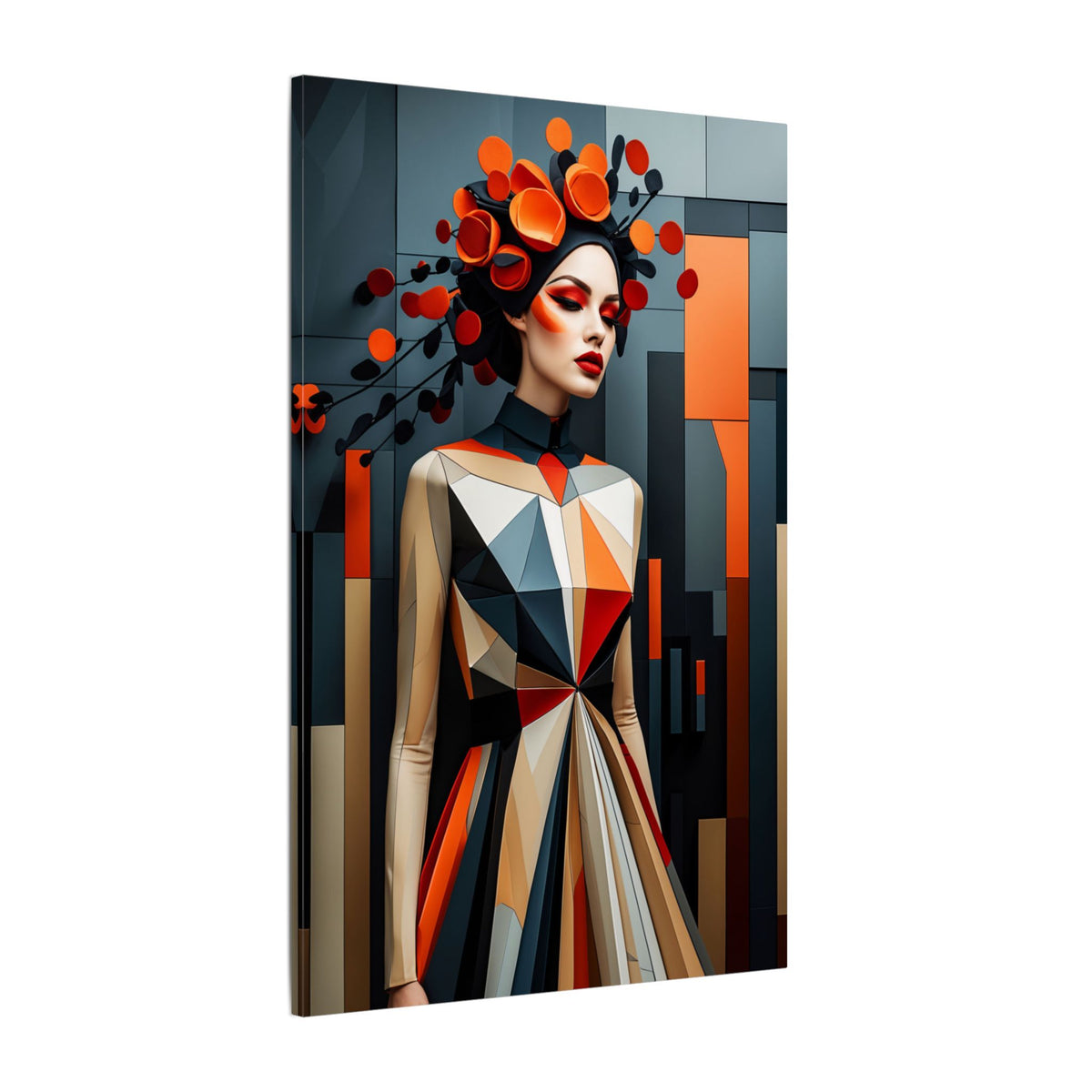 She Wore the Fire – Geometric Fashion Woman Canvas Print
