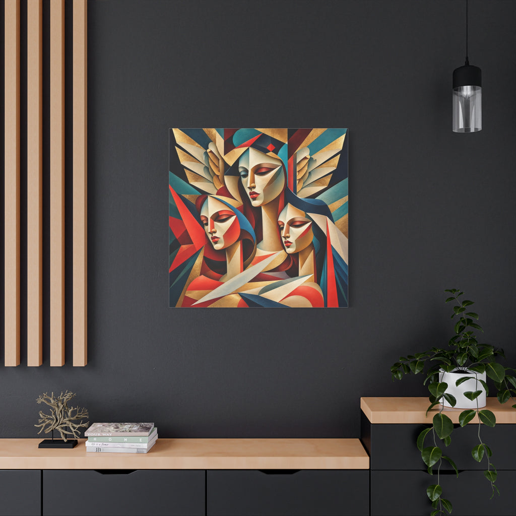Triad of Grace — Art Deco Cubist Angel Fine Art Print