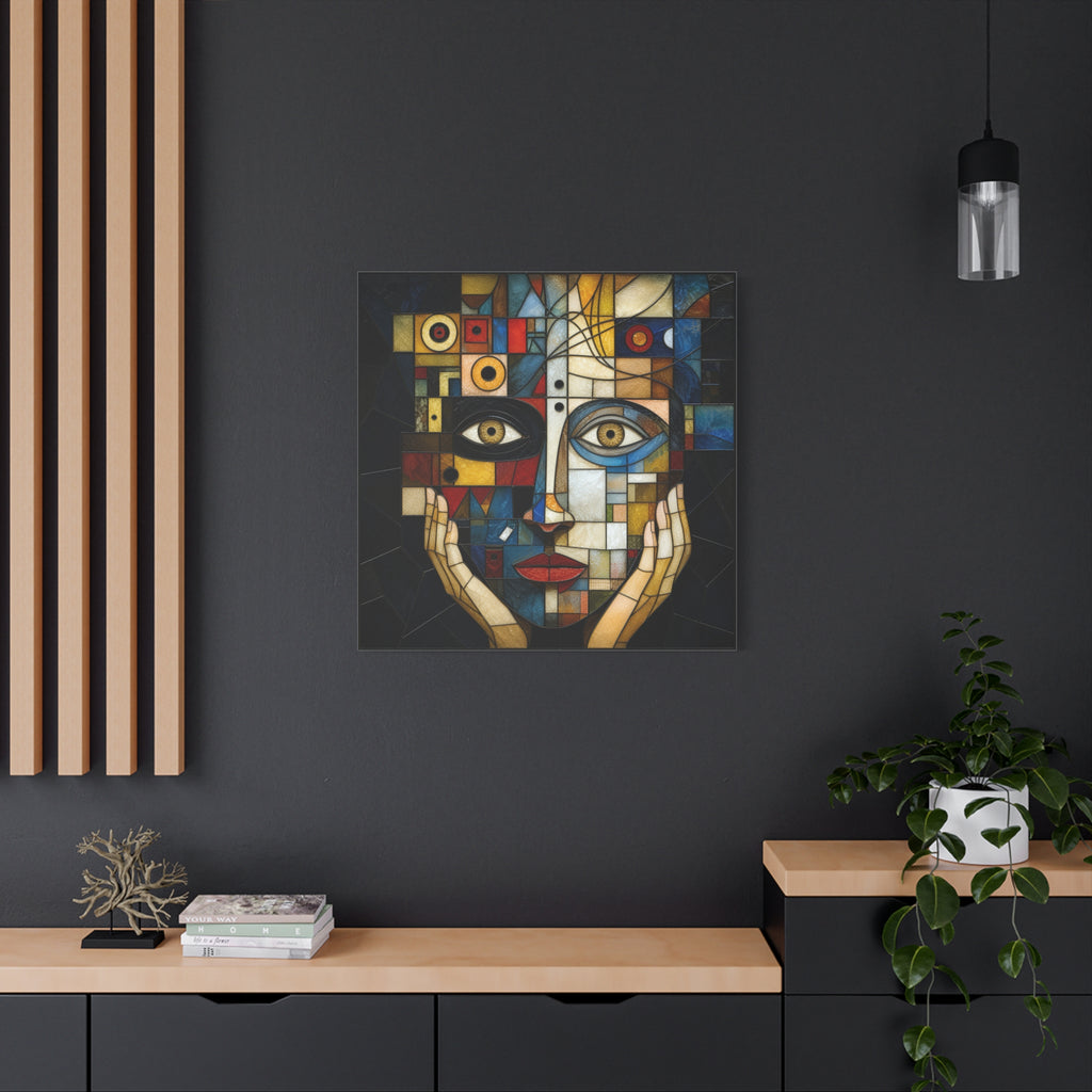 Seen From Within — Cubist Stained Glass Woman Portrait Wall Art