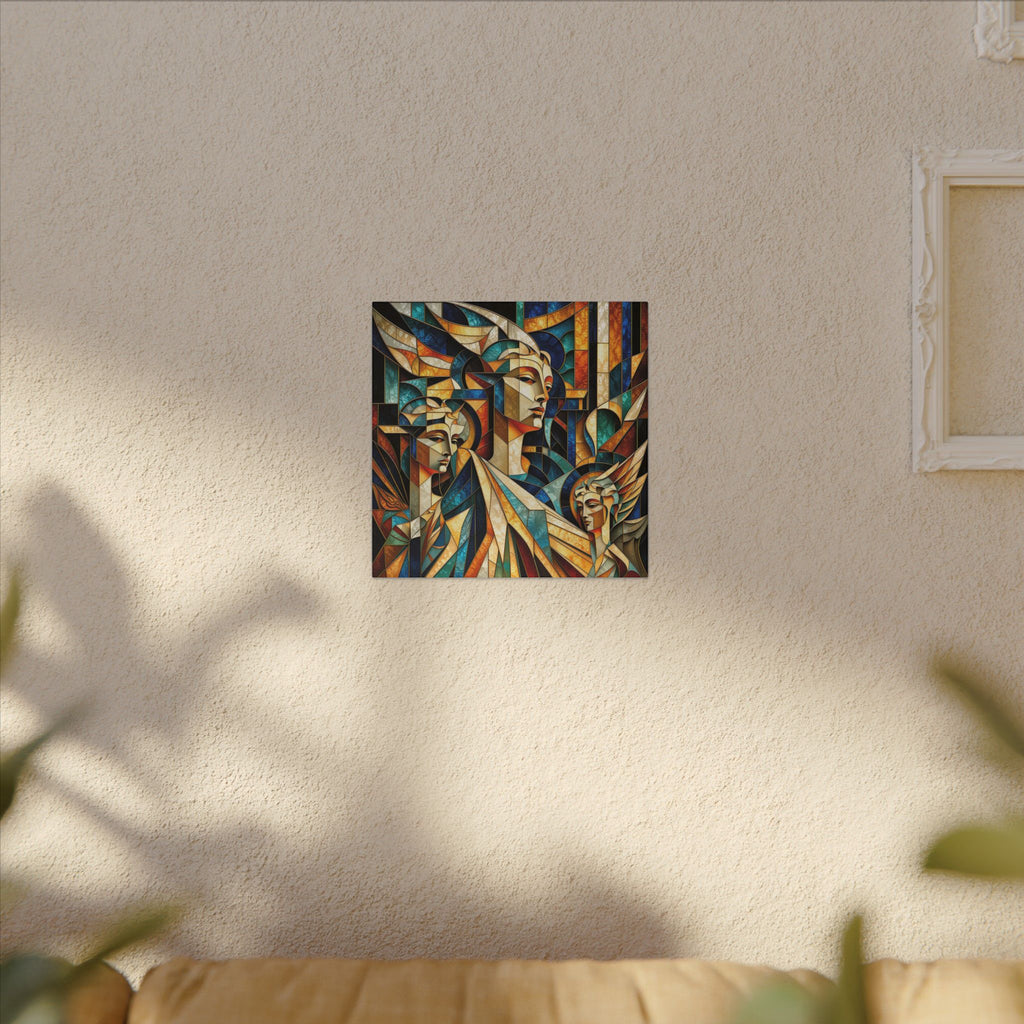 Echoes of Athena – Cubist Classical Goddess Stain Glass Canvas Print