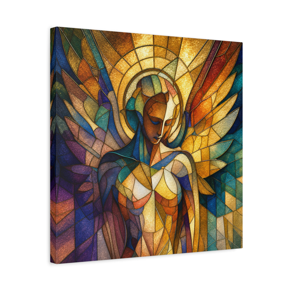 Grace in Full Color — Modern Stained Glass Angel Wall Art