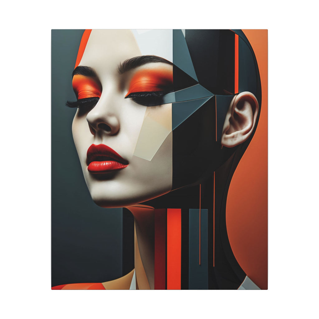 Quiet Voltage – Futurist Geometric Female Portrait Canvas Print