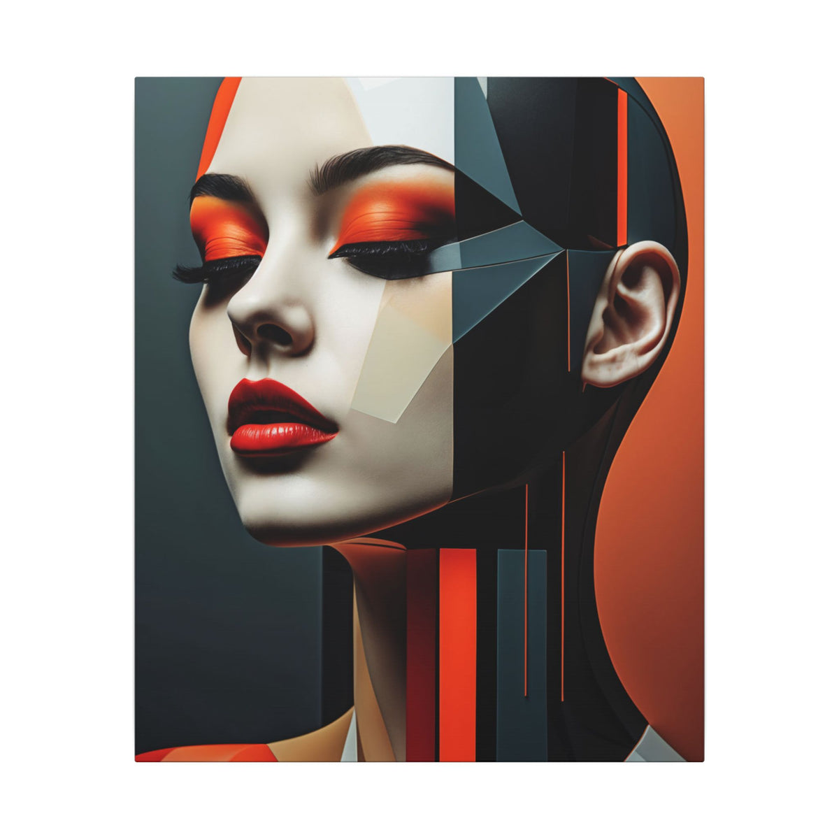 Quiet Voltage – Futurist Geometric Female Portrait Canvas Print