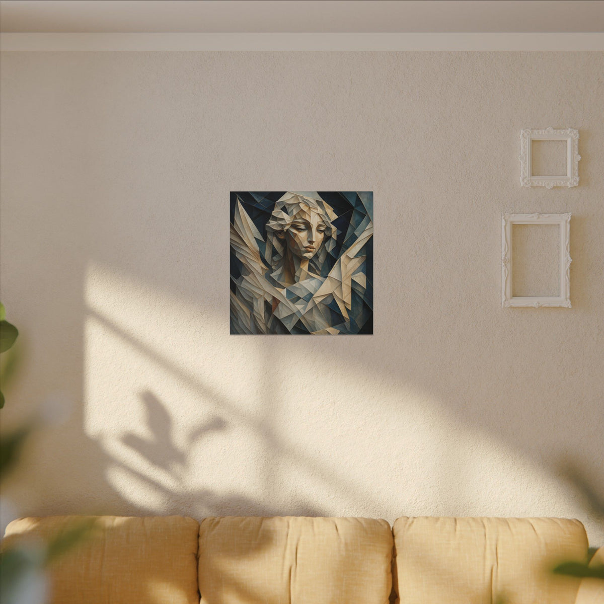 Quiet Messenger – Faceted Cubist Angel Canvas Print