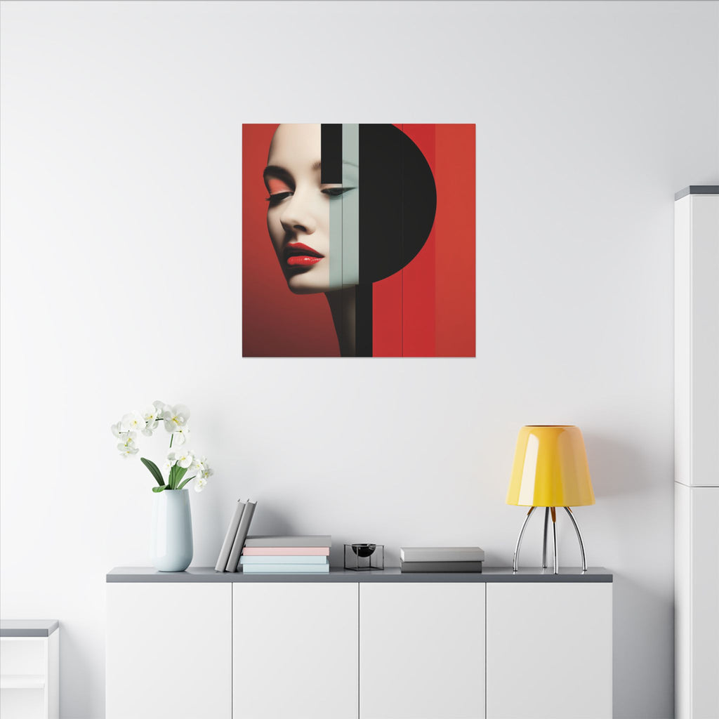 Red Eclipse – Modern Geometric Fashion Portrait Canvas Print