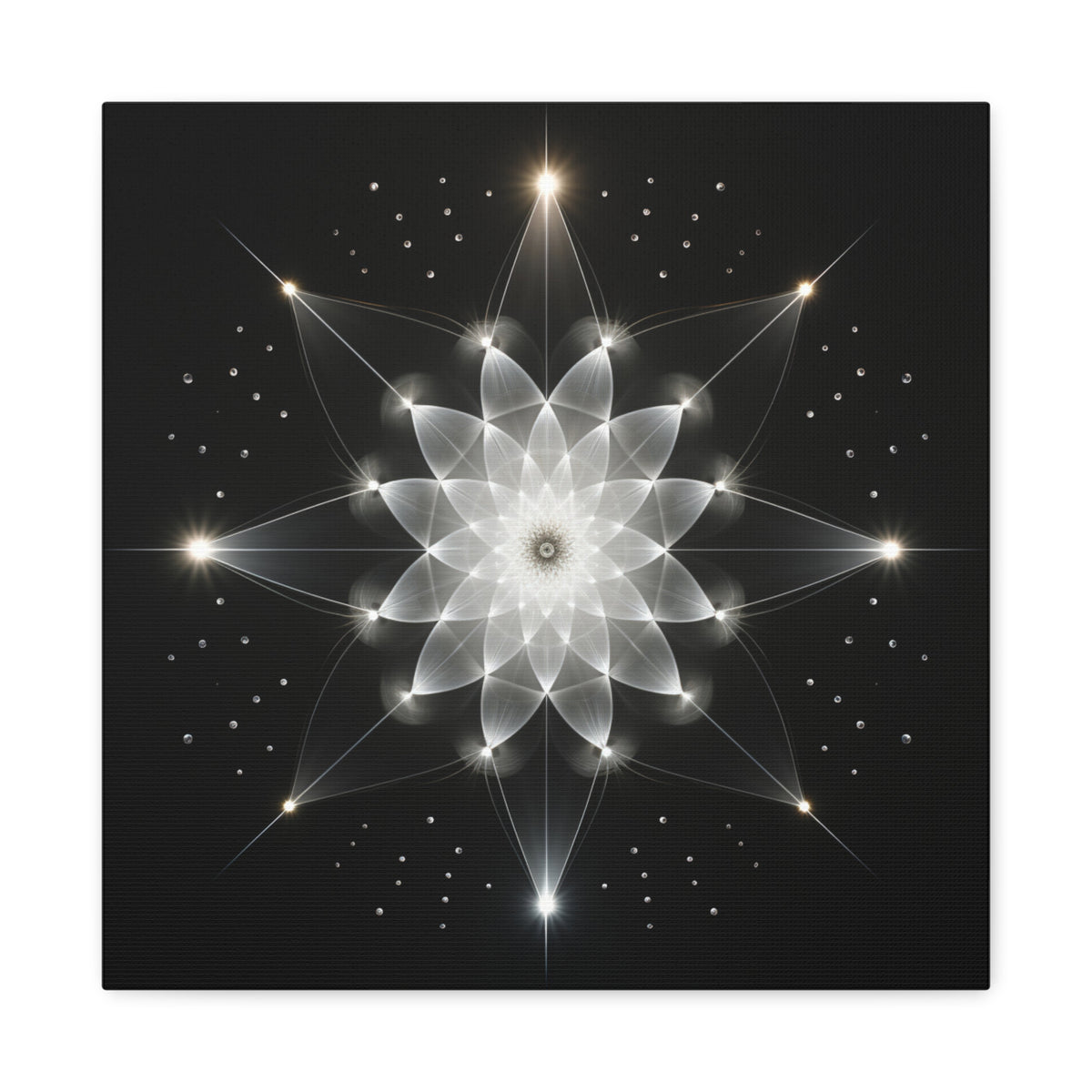 Constellation in Bloom — Monochrome Sacred Geometry Wall Art