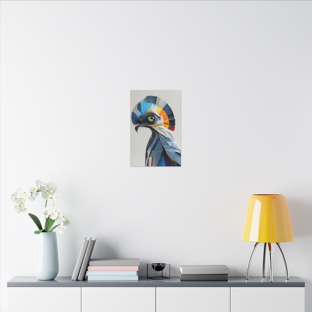Crest of Light – Geometric Crested Bird Canvas Print