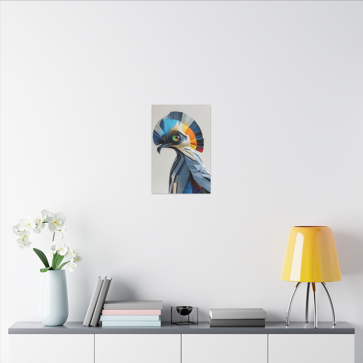 Crest of Light – Geometric Crested Bird Canvas Print
