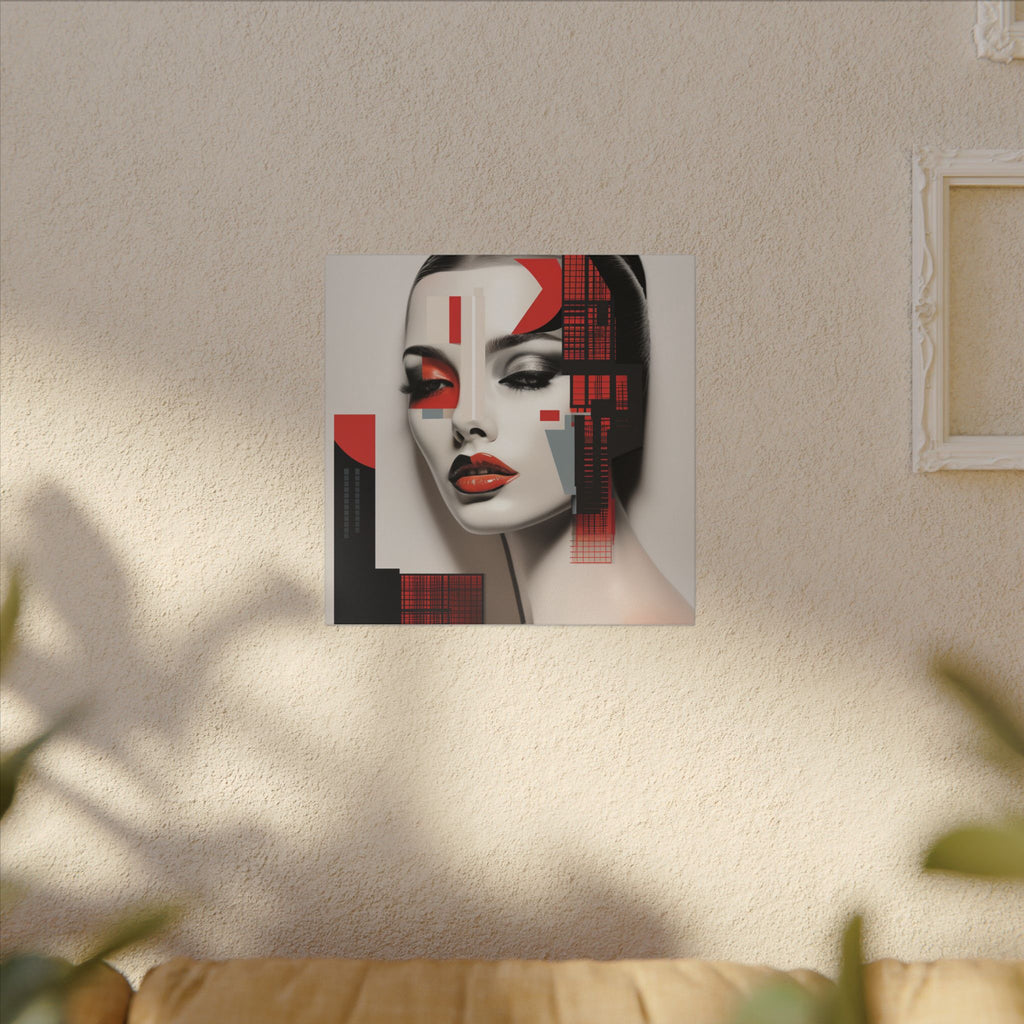 Red Syntax – Geometric Fashion Portrait Canvas Print