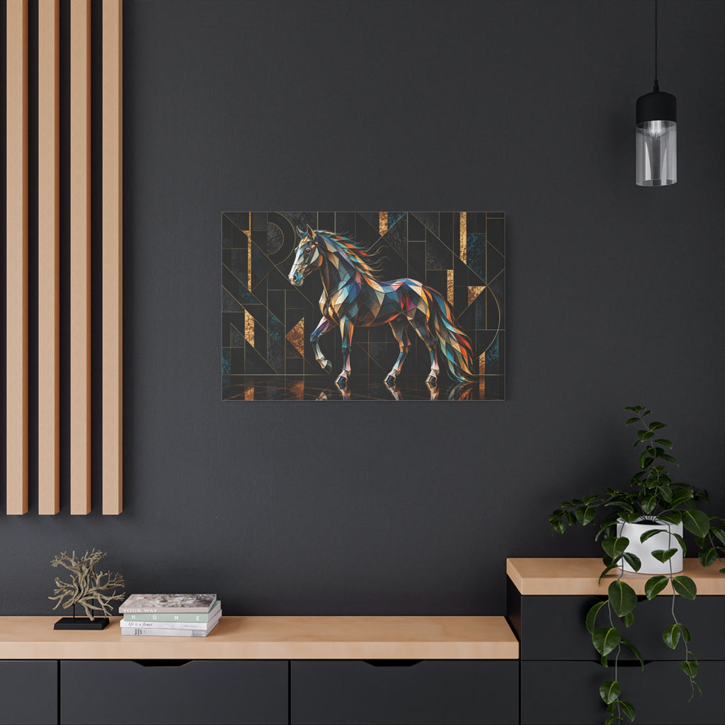 Prismatic Noir Stallion Matte Canvas Wall Art