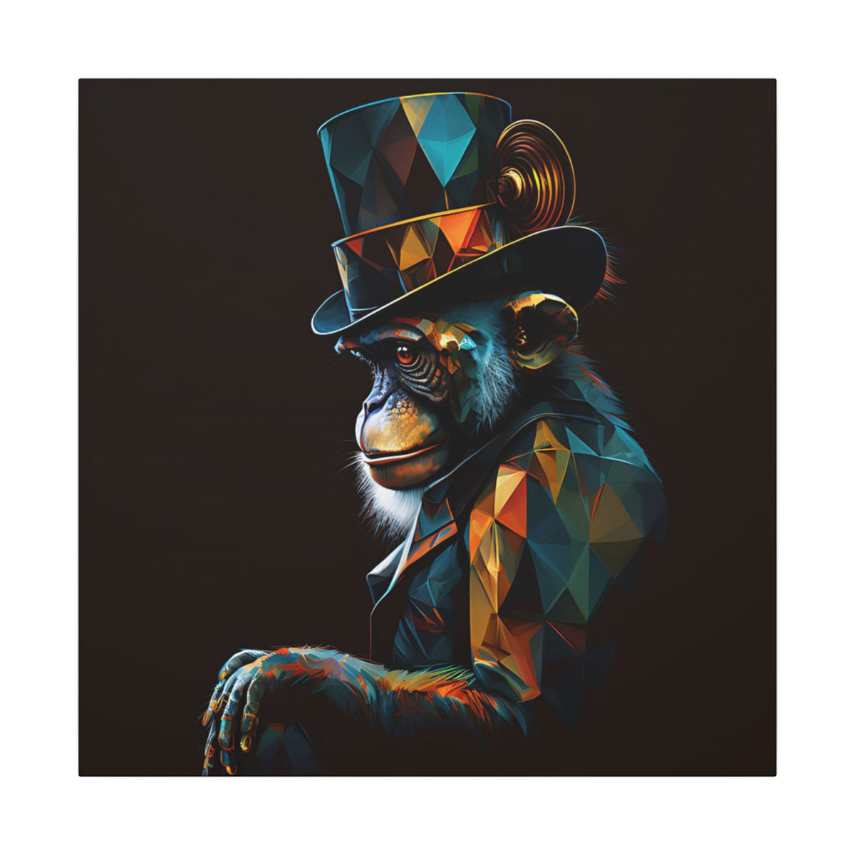 The Unusual Gentleman – Geometric Chimp Portrait Canvas Print