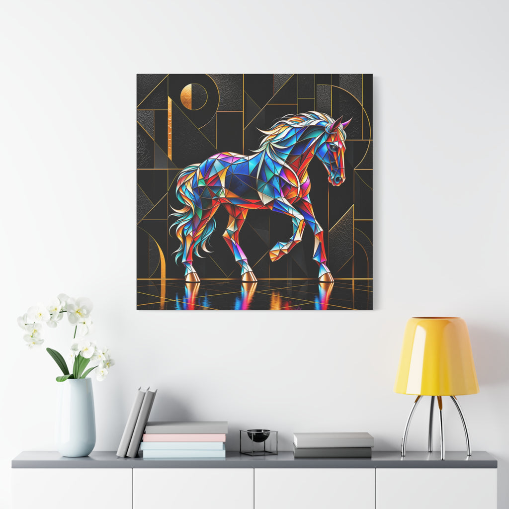 Prismatic Stallion — Stained Glass Geometric Horse Wall Art