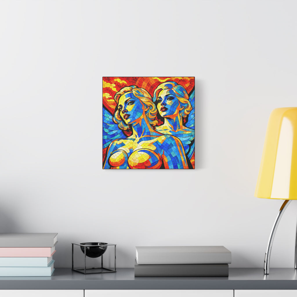 Electric Muses - Vibrant Cubist Stained Glass  Matte Canvas