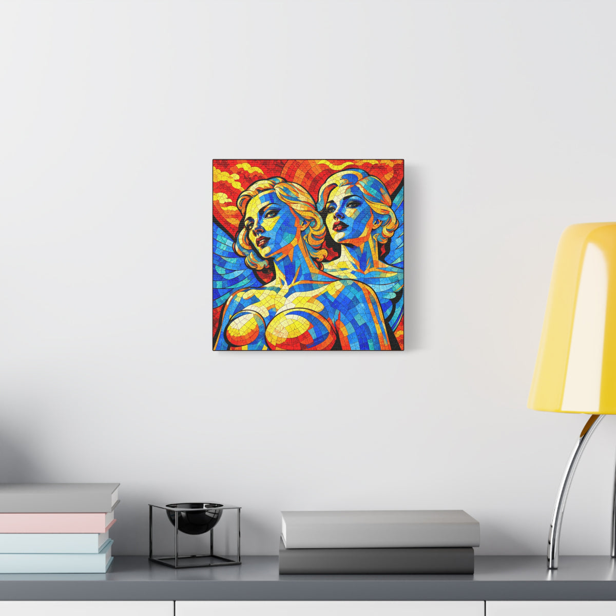 Electric Muses - Vibrant Cubist Stained Glass  Matte Canvas