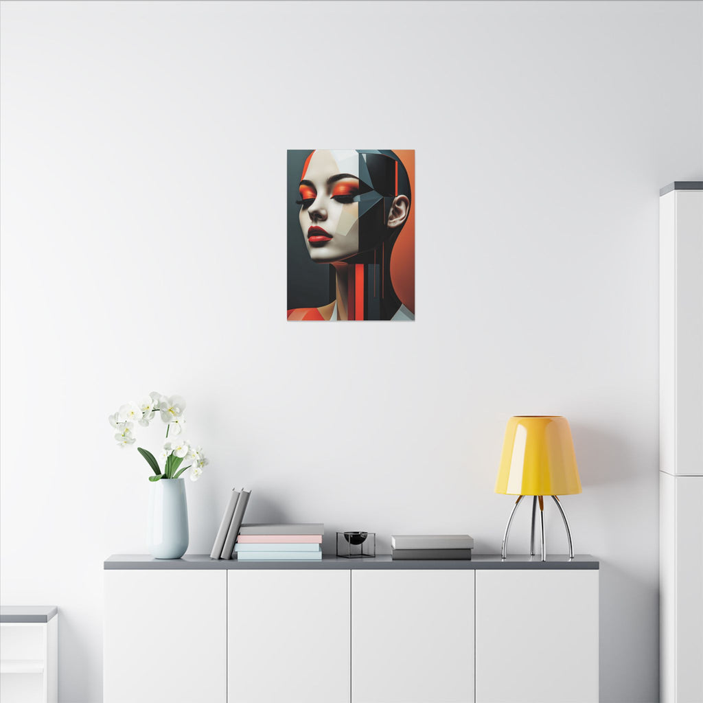 Quiet Voltage – Futurist Geometric Female Portrait Canvas Print