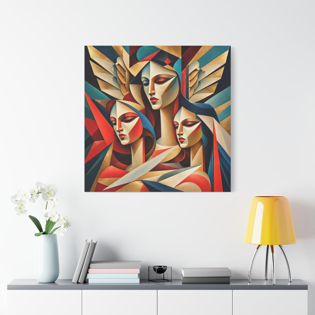 Triad of Grace — Art Deco Cubist Angel Fine Art Print