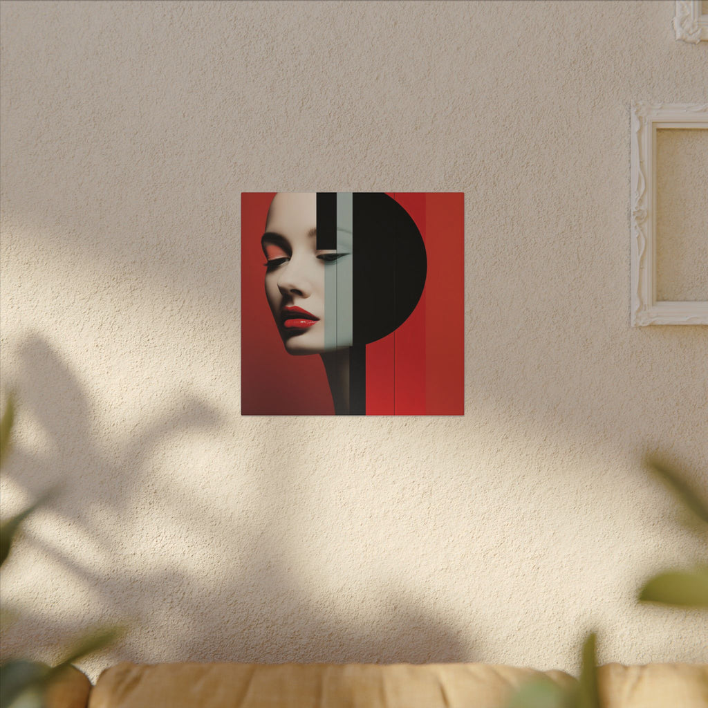 Red Eclipse – Modern Geometric Fashion Portrait Canvas Print