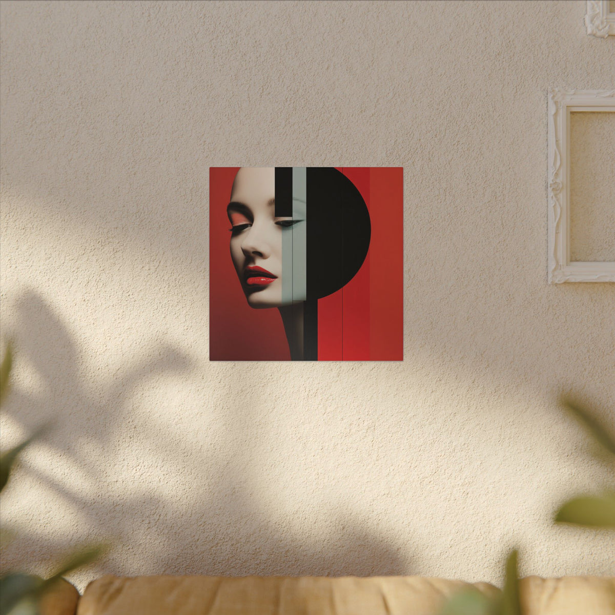 Red Eclipse – Modern Geometric Fashion Portrait Canvas Print