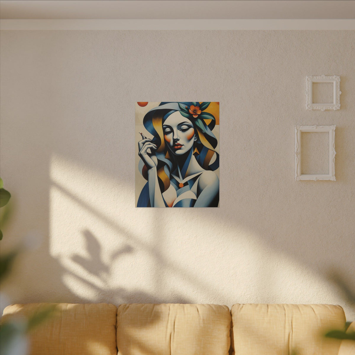 Blue Reverie – Geometric Female Portrait Canvas Print