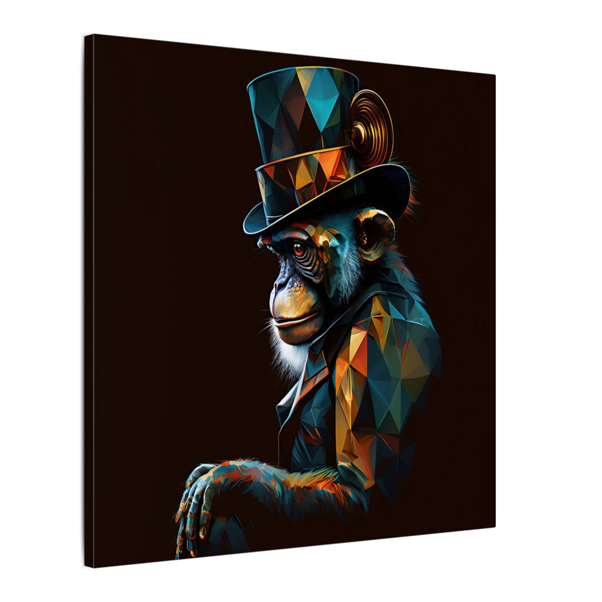 The Unusual Gentleman – Geometric Chimp Portrait Canvas Print