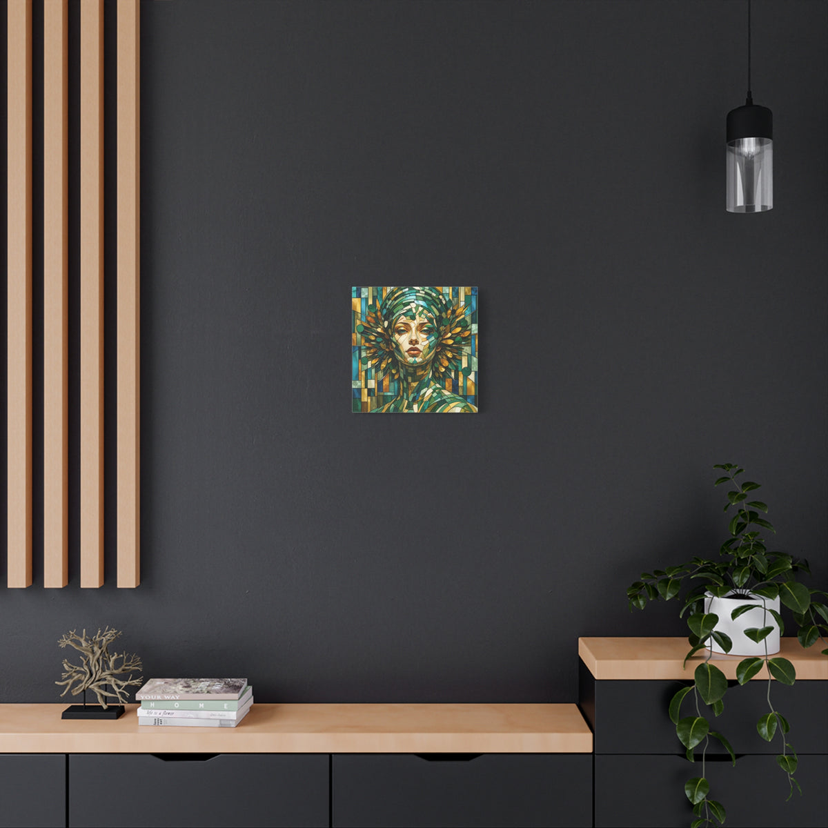Verdant Empress — Stained Glass Botanical Woman Portrait