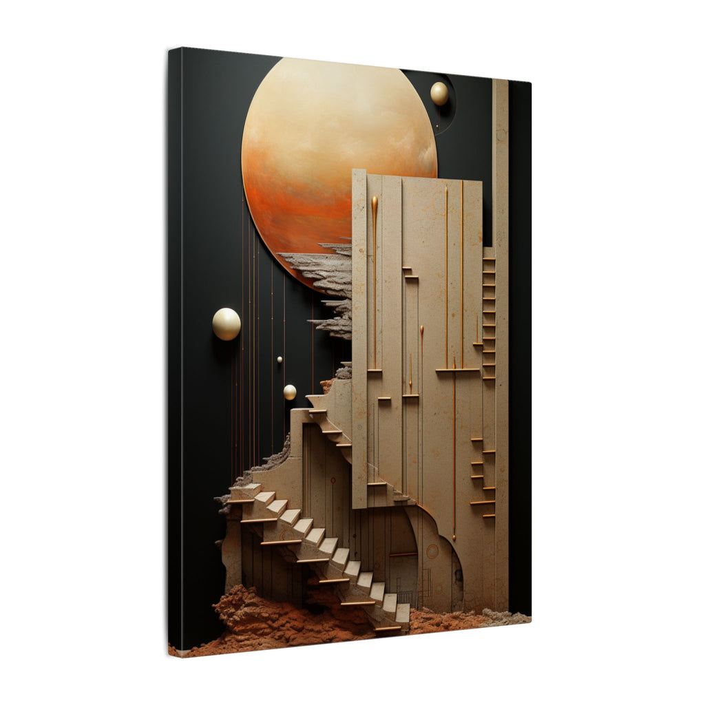 Stairway to Elsewhere – Surreal Futurist Architecture Canvas Print