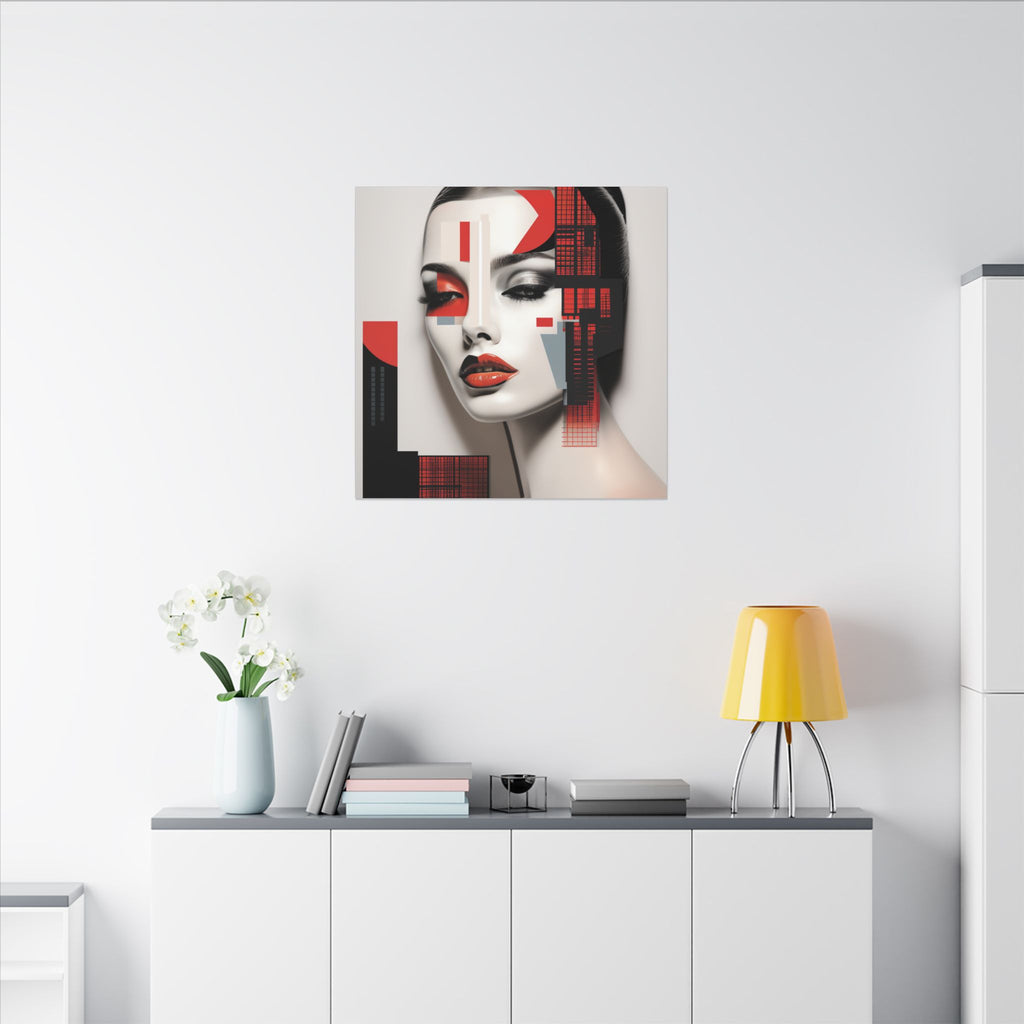 Red Syntax – Geometric Fashion Portrait Canvas Print