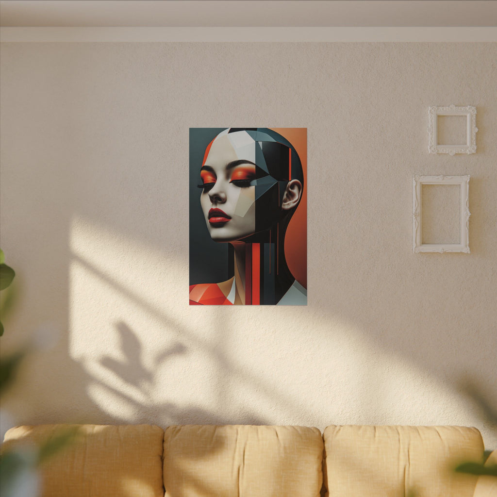 Quiet Voltage – Futurist Geometric Female Portrait Canvas Print