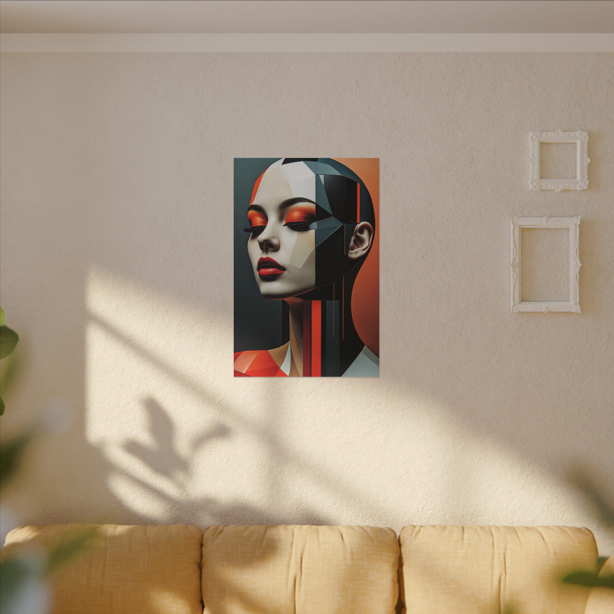Quiet Voltage – Futurist Geometric Female Portrait Canvas Print