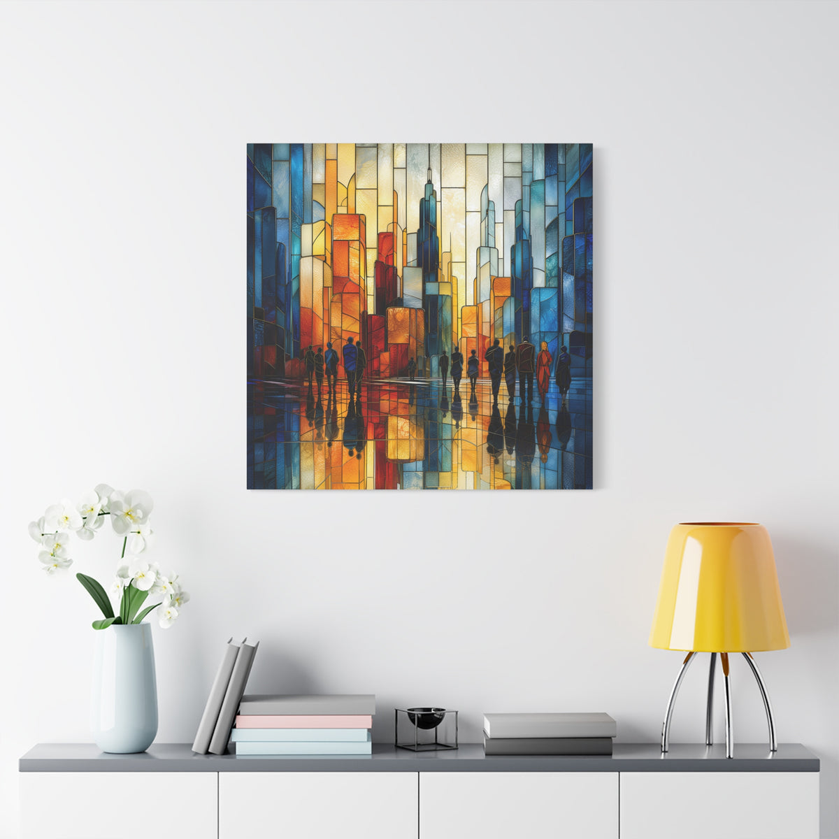 City of Light — Modern Stained Glass Skyline Wall Art