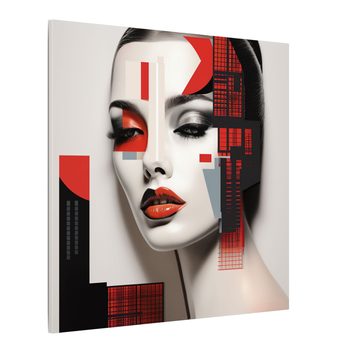 Red Syntax – Geometric Fashion Portrait Canvas Print