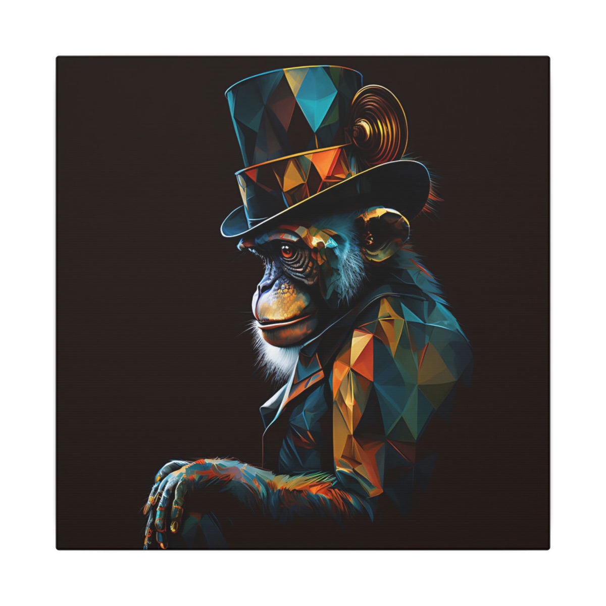 The Unusual Gentleman – Geometric Chimp Portrait Canvas Print