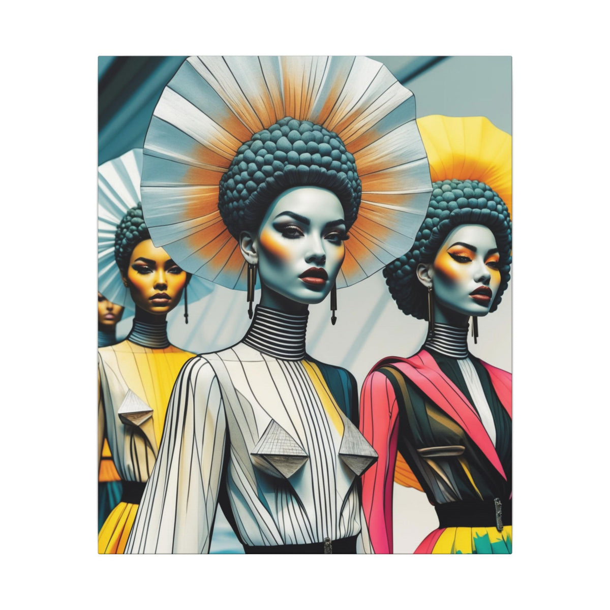 Crowned in Form – Futurist Fashion Portrait Canvas Print