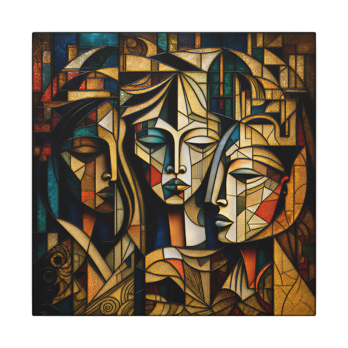 The Three Within – Cubist Triple Portrait Canvas Print
