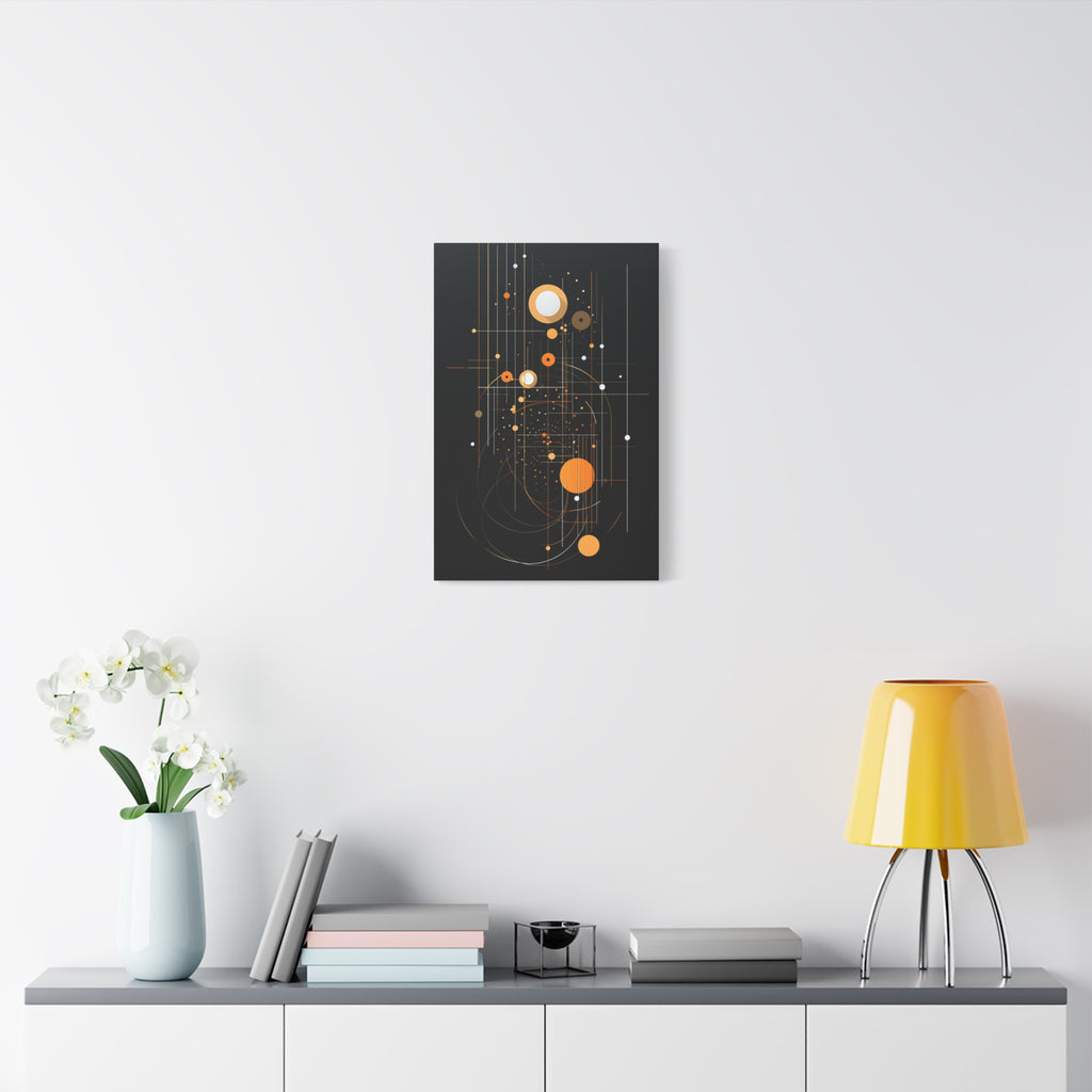 Orbital Blueprint No. 1— Modern Orange and Gold Wall Art