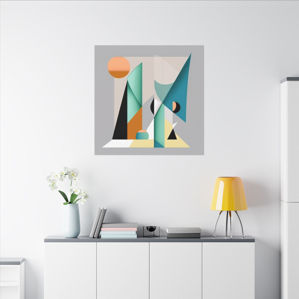 Geometry at Dusk – Teal Orange Geometric Abstract Canvas Print