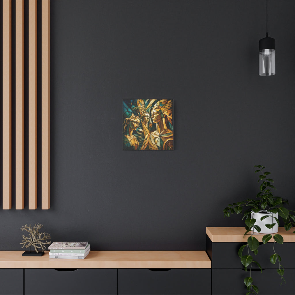 The Golden Council — Modern Stained Glass Figurative Wall Art