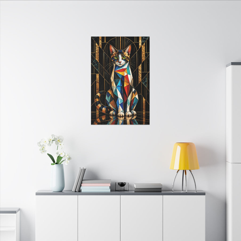 Curious Geometry – Geometric Cat Portrait Canvas Print