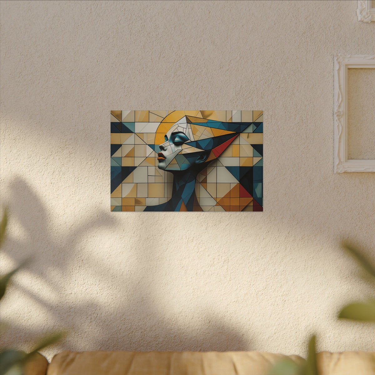 Measured Grace – Geometric Female Profile Canvas Print