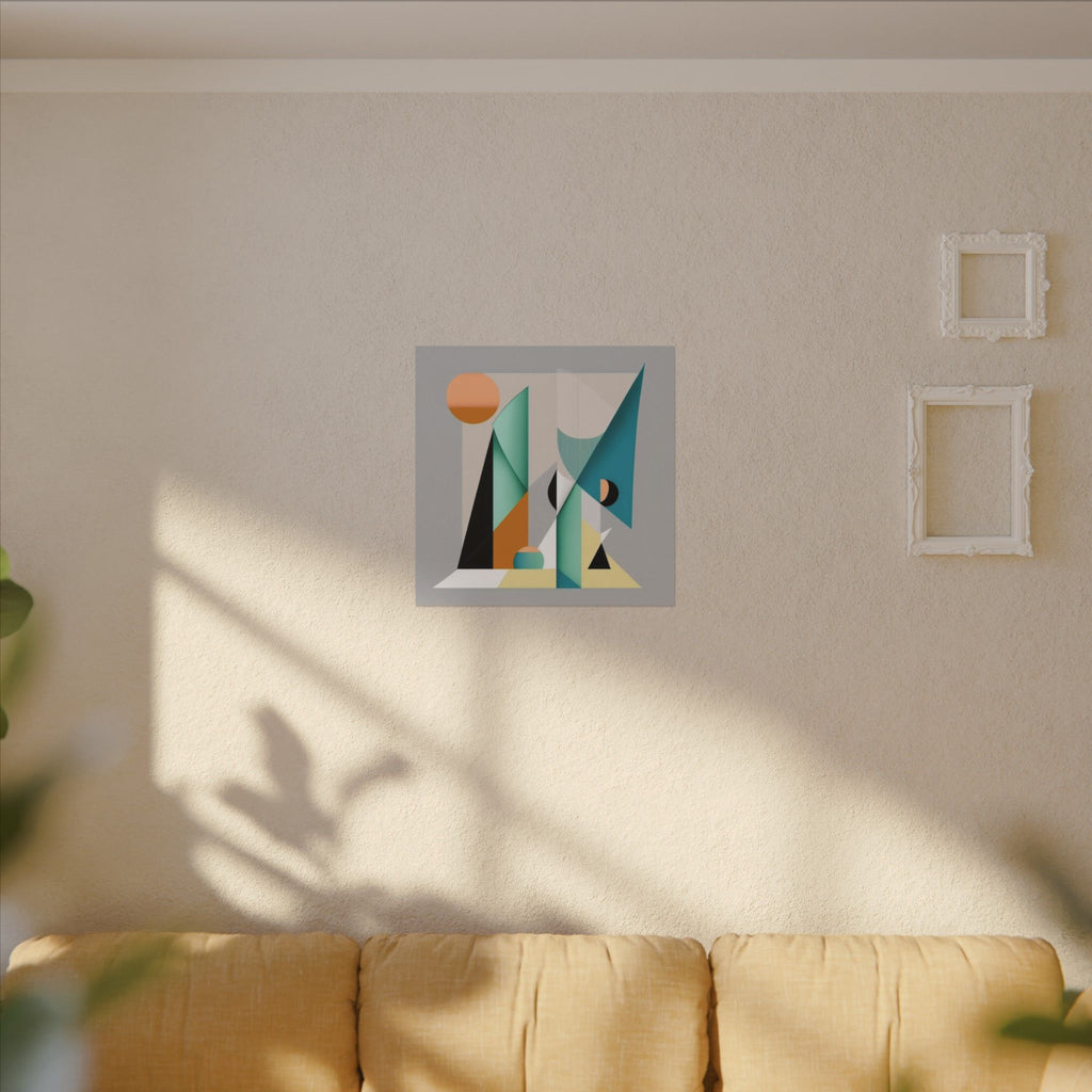 Geometry at Dusk – Teal Orange Geometric Abstract Canvas Print