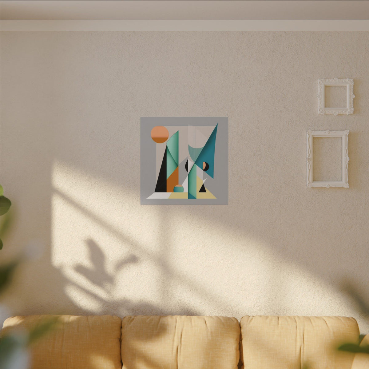 Geometry at Dusk – Teal Orange Geometric Abstract Canvas Print