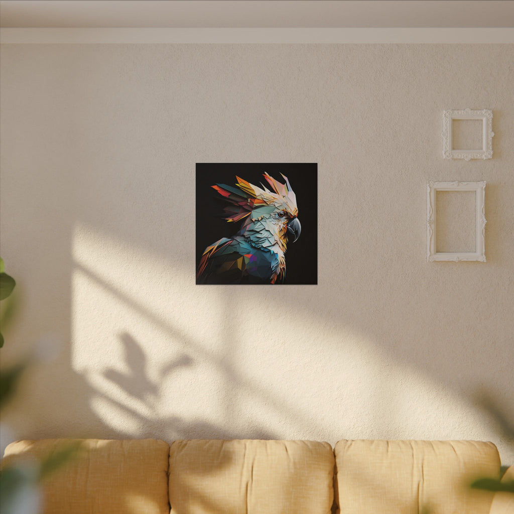 Crowned Instinct – Geometric Cockatoo Portrait Canvas Print